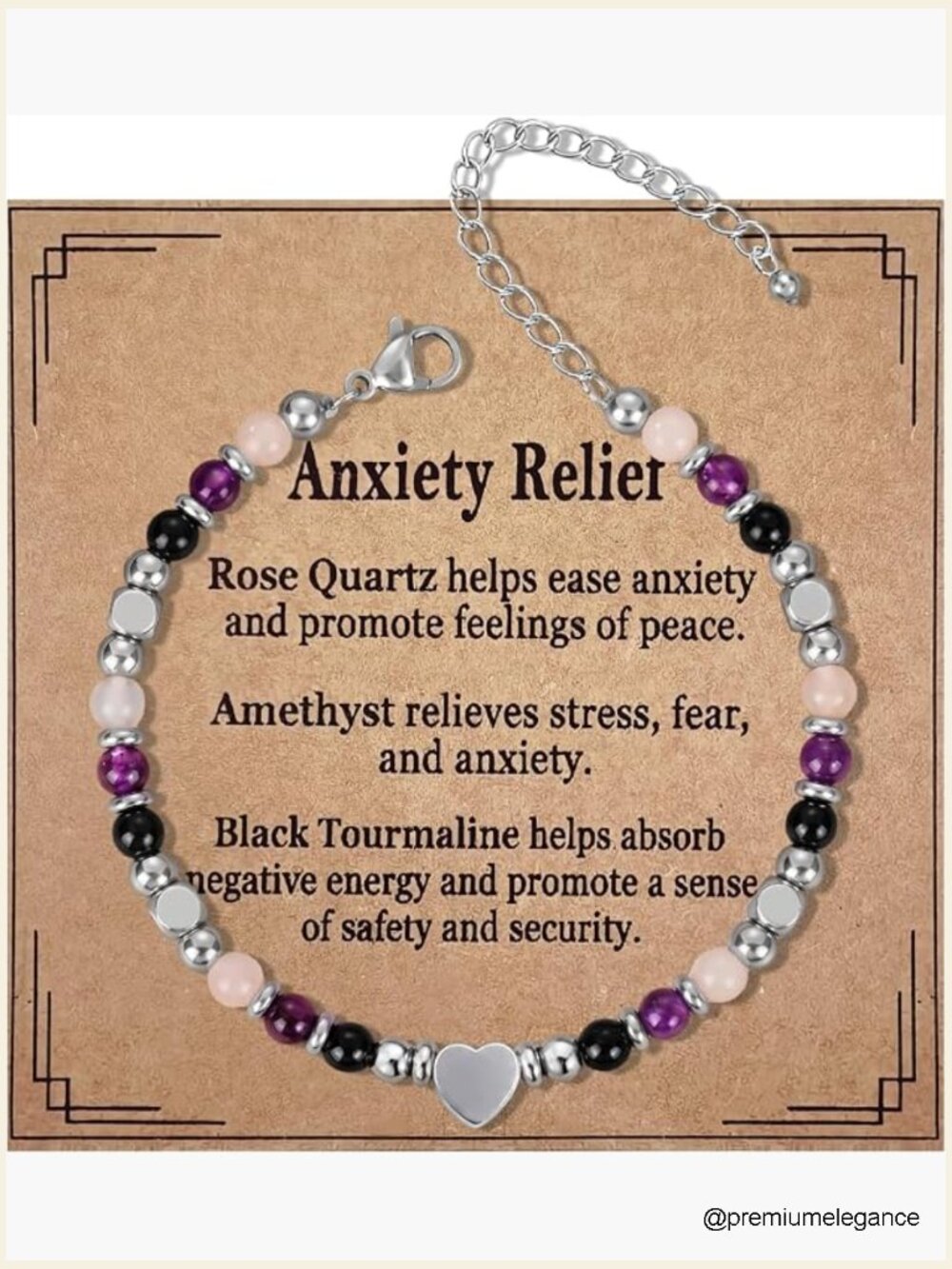 Natural Stone Beaded Bracelet Healing Anxiety Relief Triple Protection Good